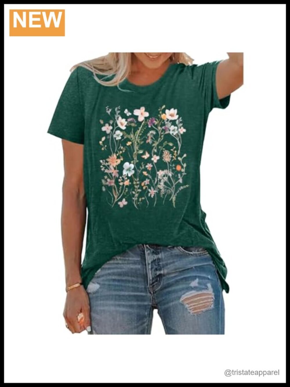 Women Graphic Tee Casual Floral T Shirt Short Sleeve Crew Neck Soft Cotton Blend